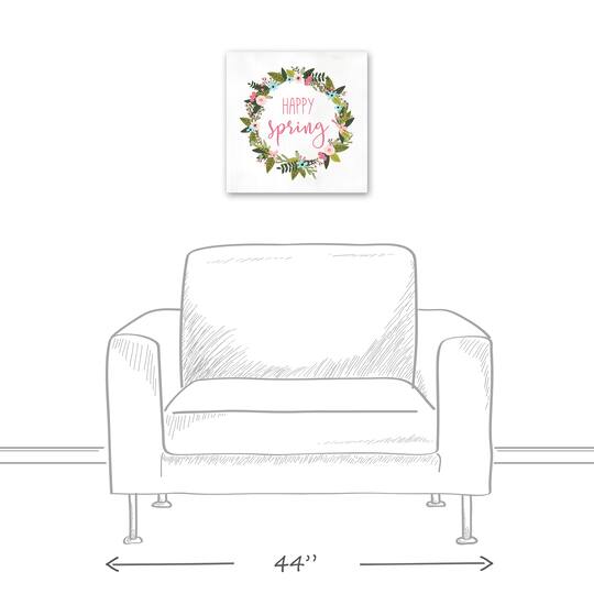 Happy Spring Wreath 16" x 16" Canvas Wall Art